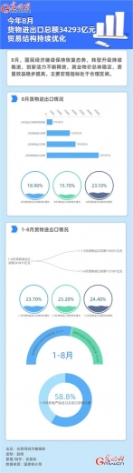 今年8月货物进出口总额34293亿元 贸易结构持续优化-1.jpg