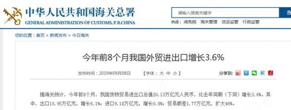 前8月我国外贸进出口增长3.6%，对美贸易顺差扩大7.7%-1.jpg