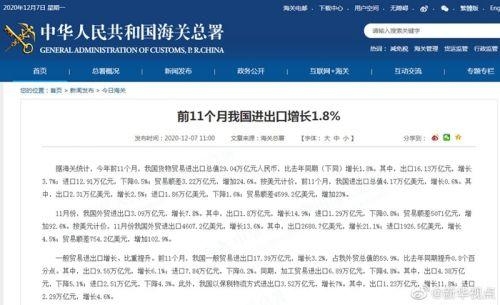中国外贸连续三个月正增长 前11个月进出口增长1.8%-1.jpg