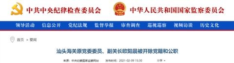 汕头海关原党委委员、副关长欧阳晨被开除党籍和公职-1.jpg